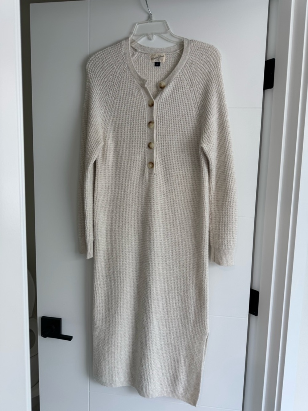 Universal Thread Cream Henley Knit Midi Dress